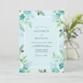 Vorstige Salie Spar Eucalyptus Bruiloft Kaart (Staand voorkant)