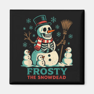 Vorstige Sneeuwdode Shirt Skelet Sneeuwman Humor X Magneet