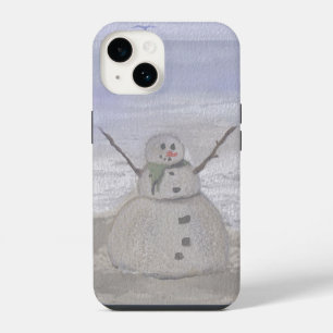 Vorstige Sneeuwman Aan Het Strand iPhone 14 Hoesje