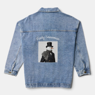 Vorstige Sneeuwman Eenvoudige Elegante Kerstsneeuw Denim Jacket