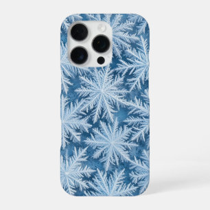 Vorstige sneeuwvlokken op een bevroren oppervlak i iPhone 16 pro hoesje