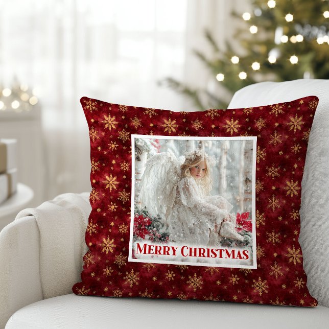 Vorstige vintage engel kerst kussen (Frosty Vintage Angel Christmas Gift Pillow)