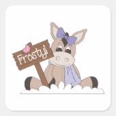 Vorstige Winter Ezel Vierkante Sticker (Voorkant)