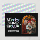 Vorstige Winter Moderne Retro Kerstmis Familie Fot Feestdagenkaart (Voorkant / Achterkant)