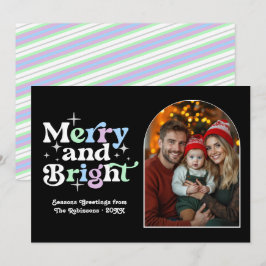 Vorstige Winter Moderne Retro Kerstmis Familie Fot Feestdagenkaart