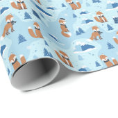 Vorstige Winter Vossen Cadeaupapier (Rol Hoek)