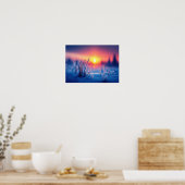 Vorstige winterweide bij zonsopgang poster (Keuken)