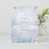 Vorstige Zilveren Eucalyptus Bruiloft Kaart (Staand voorkant)