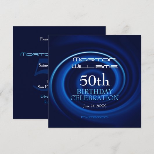 Vortex 50th Birthday Celebration Invitation Kaart (Voorkant / Achterkant)