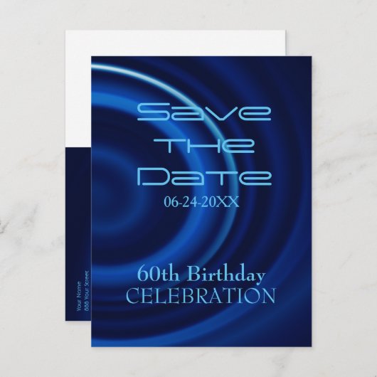 Vortex 60th Birthday Save the Date Briefkaart (Voorkant / Achterkant)