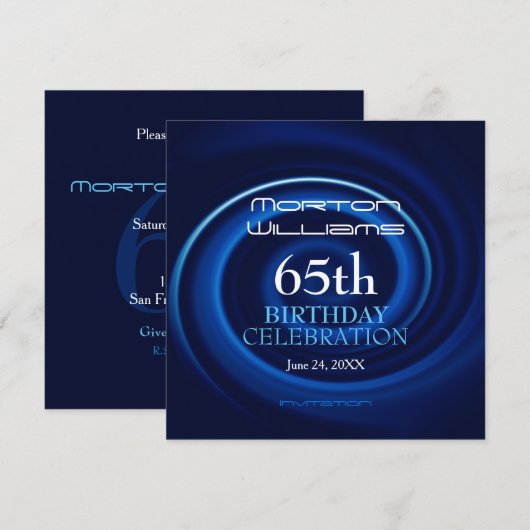 Vortex 65th Birthday Celebration Invitation Kaart (Voorkant / Achterkant)