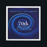 Vortex 70th Birthday Celebration Paper Napkin Servetten<br><div class="desc">Abstracte digitale kunst met een blauwe spiraal. Ontwerp op papieren servet met tekst voor een modern 70th Birthday feest. Matching Birthday paper bord,  Birthday Save the date,  Birthday square,  gastenboek (hard cover,  spiraal notitieboek en multomap),  partijbenodigdheden en nog veel meer... </div>