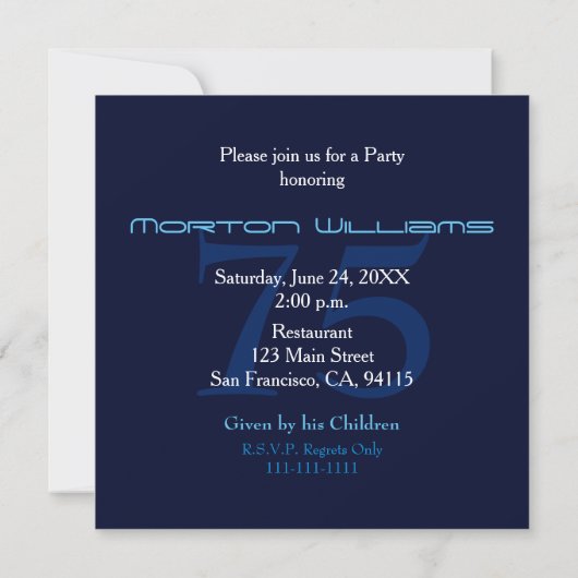 Vortex 75th Birthday Celebration Invitation Kaart (Achterkant)