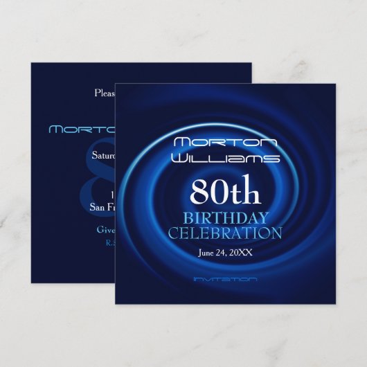 Vortex 80th Birthday Celebration Invitation Kaart (Voorkant / Achterkant)