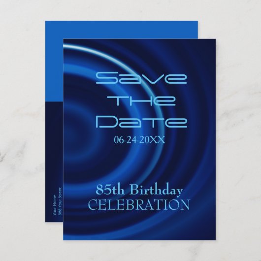 Vortex 85th Birthday Save the Date Briefkaart (Voorkant / Achterkant)