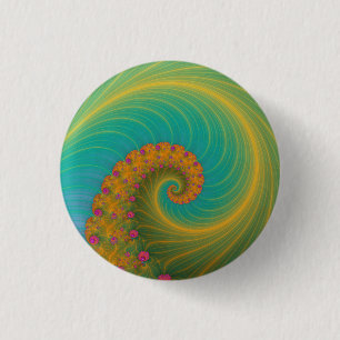 Vortex op de papaverrij in het Oranje en Turquoise Ronde Button 3,2 Cm