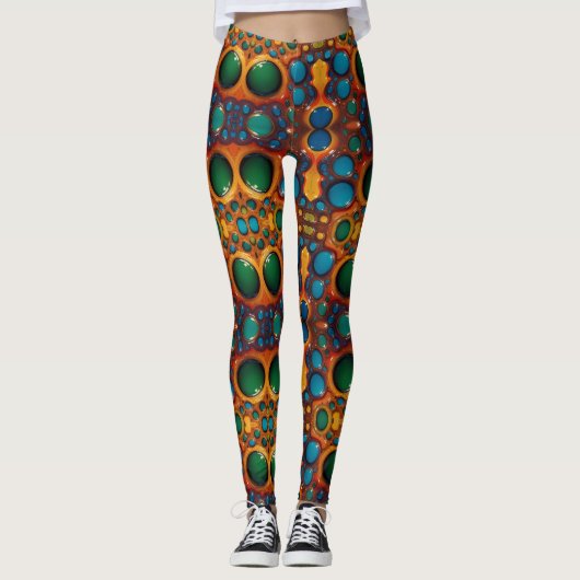 Vortex van kleuren: een Abstracte dans van olie Leggings (Voorkant)