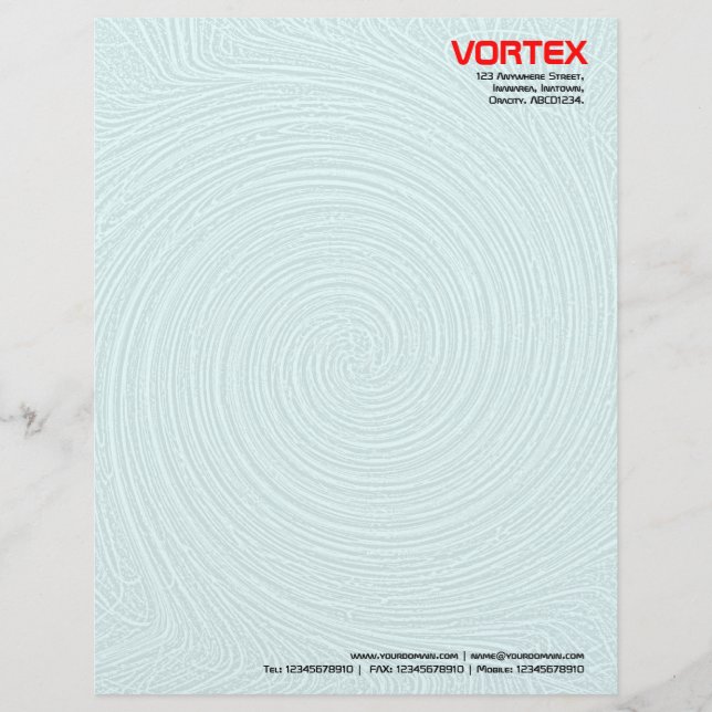 Vortex - Wit tot Bleek Blauw Gepersonaliseerd Briefhoofd (Voorkant)