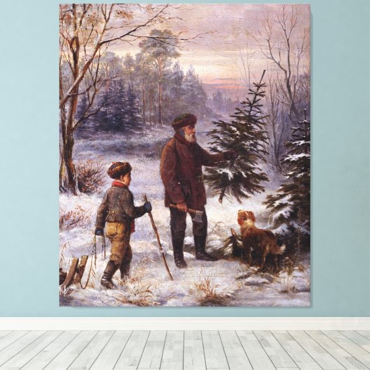 Vorweihnacht Franz Krüger - kerstboomsneeuw Canvas Afdruk (Insitu (Houten vloer))