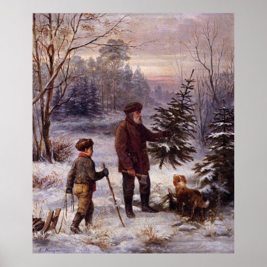 Vorweihnacht Franz Krüger - kerstboomsneeuw Poster (Voorkant)