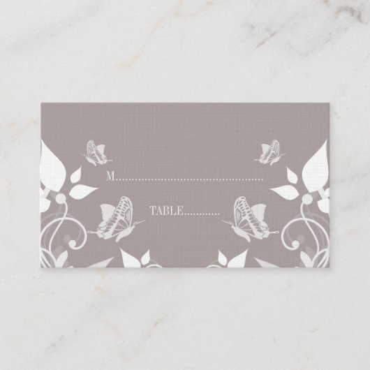 Vory Butterfly Floral Place Card Plaatskaartje (Voorkant)