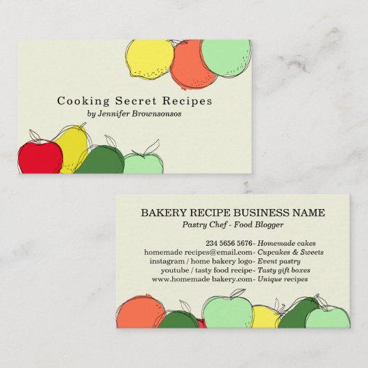 Vory handgemaakte bakkerijrecept voor vruchtensche visitekaartje (Voorkant / Achterkant)