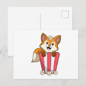 Vos aan het eten met popcorn briefkaart (Voorkant / Achterkant)