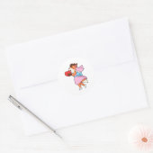 Vos als bruid met jurk & hart ronde sticker (Envelop)