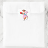 Vos als bruid met jurk & hart vierkante sticker (Tas)