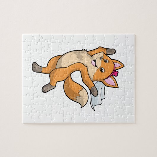 Vos als bruid met sluier en hart legpuzzel (Horizontaal)