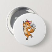 Vos als bruid met sluier en hart ronde button 7,6 cm (Voorkant /achterkant)