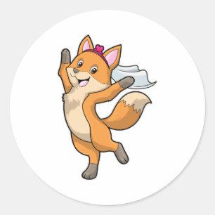 Vos als bruid met sluier en hart ronde sticker