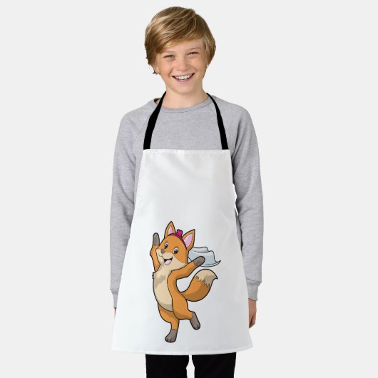 Vos als bruid met sluier en hart schort (Gedragen)