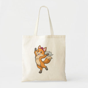 Vos als bruid met sluier en hart tote bag