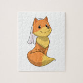 Vos als bruid met sluier legpuzzel (Verticaal)