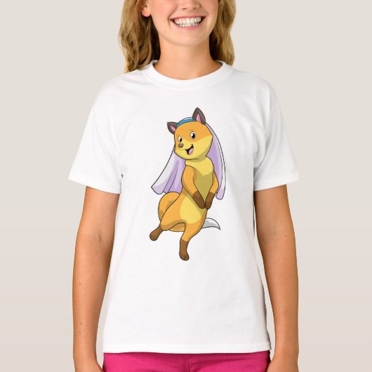 Vos als bruid met sluier t-shirt (Voorkant)