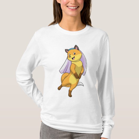 Vos als bruid met sluier t-shirt (Voorkant)