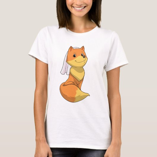 Vos als bruid met sluier t-shirt (Voorkant)