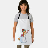 Vos als bruid met trouwjurk & bloemstuk schort (Insitu)