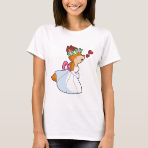 Vos als bruid met trouwjurk & bloemstuk t-shirt