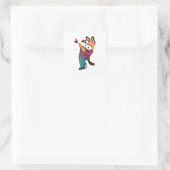 Vos als Bruidegom met Pak Vierkante Sticker (Tas)
