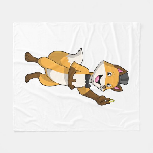 Vos als bruidegom met trouwring fleece deken (Voorkant (Horizontaal))