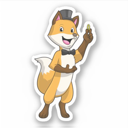 Vos als bruidegom met trouwring sticker (Voorkant)