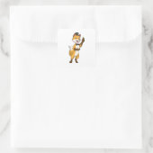 Vos als Bruidegom met Trouwring Vierkante Sticker (Tas)