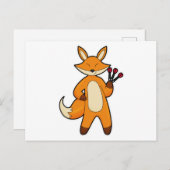 Vos als Dart speler met Pijlen Briefkaart (Voorkant / Achterkant)