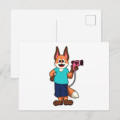 Vos als kapper met föhn briefkaart (Voorkant / Achterkant)