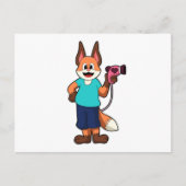 Vos als kapper met föhn briefkaart (Voorkant)