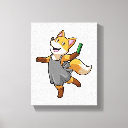 Vos als kapper met schaar canvas afdruk (Voorkant)