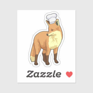 Vos als kok met kookmuts sticker