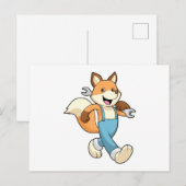 Vos als monteur met sleutel briefkaart (Voorkant / Achterkant)